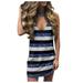 Mnycxen Women's Summer Dress Sleeveless V Neckline Leopard Stripe Print Dress