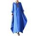 Boyfriend Oversized Cotton Linen Maxi Dress For Women Winter Long Sleeve Casual Loose Long Dress Plus Size Ladies Vintage Maxi Kaftan Gypsy Holiday Tunic Shirt Dress