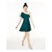 CITY STUDIO Womens Green Sleeveless Asymmetrical Neckline Short Fit + Flare Formal Dress Size 15