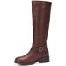 CAMEL WB140 Women's Mid Calf Knee High Boots Classic Round Toe Low Heel Riding Boots, Brown Size 8