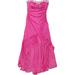 Junior Womens Silky Hot Pink Magenta Rhinestone Cocktail Evening Party Dress