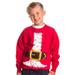 Kids Santa Claus Costume Novelty Christmas Sweater, Holiday Child Sweatshirt - (YCrew,S) Red