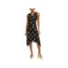 MICHAEL KORS Womens Black Sheer Floral Sleeveless V Neck Above The Knee Fit + Flare Dress Size XL