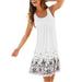 Avamo Womens Summer Casual Midi Dress Ladies Holiday Sleeveless Floral Printed T Shirt Dress Ladies Casual Loose Tank Dress Sleeveless Summer Beach Tunic Sundress Plus Size