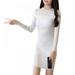 Ptantonss Warm Women Knitted Dress Fall Winter Turtleneck Sexy Bodycon Mini Dresses Elastic Skinny Dress Bottom Female Clothing