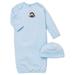 little me baby boys' gown and hat, light blue dot, 0-3 months