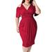 UKAP Plus Size Women Sexy Dress V Neck Knee Length Party Cocktail Dress Soft Slim Fit Package Hip Stretch Summer Holiday Dress