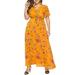 Colisha Bohemian Dresses for Womens Deep V Neckline Vintage Dress Plus Size Loose Fit Maxi Sundress Lace Up Sundress