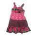 Girls Brown & Pink Flower Sundress Roses & Dots Tier Sleeveless Summer Dress