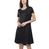 UKAP Short Sleeve U Neck Tunic Dress for Trendy Lady Summer Boho Solid Color T Shirt Dress Short Sleeve Pockets Dresses Black S(US 4-6)