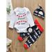 Maxcozy Newborn Baby Boys Girls Long Sleeve Romper Tennis Printed Pants Hat Outfits Set