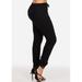 Women's Junior Ladies Fashion Casual Mid Rise Twill Moto Design Style Solid Black Jogger Pants 10380X