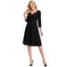 Ever-Pretty Women's Elegant 3/4 Sleeve Empire Waist Pleated Dating Dresses for Daily Wear 00242 Black Large