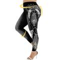 Women High Waist Imitation Denim Fake Jeans Floral Print Leggings Trousers