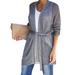 Jocestyle Women Cardigans Coat Lace Up Solid Color Casual Knitted Sweater (Grey M)