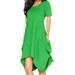 UKAP Women Summer Dress Crew Neck Boyfriend Elegant Party Tunic Top Dress Slim-Fit Shortsleeve Cocktail Midi Dress Green L(US 10-12)