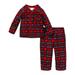 little me baby boys' holiday 2 piece poly pajama set, red plaid, 24 months