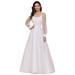 Ever-Pretty Women Plus Size Elegant Long Sleeves Mesh Applique Empire Waist Long Bridal Dress 00242 Cream US24