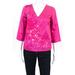 Badgley Mischka Womens Top Size 2 Pink Cotton Sequined V-Neck $495 New BST1118