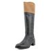 Franco Sarto Women's Chip Black Brown Wide Calf Tall Riding Leather Boot (6.5)