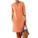 Women Plus Size Linen Look Casual T-Shirt Dress Casual Beach Sundress