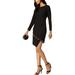 MSK Womens Black Asymmetrical Long Sleeve Jewel Neck Above The Knee Shift Cocktail Dress Plus Size: L