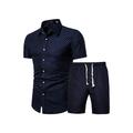 Avamo Men 2 Piece Outfit Short Sleeve Shirts and Shorts Summer Beach Set Lounge Activewear Casual Tracksuit Hawaiian Sweatsuit