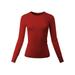 A2Y Women's Fitted Crew Neck Long Sleeve Premium Pullover Viscose Sweater Red M