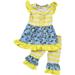 Little Girl Kids Stripe Floral Easter Dress Ruffle Pants Capris Set Yellow 5 L 317112 BNY Corner