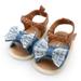 Promotion clearance Girls Canvas Bow-knot Shoes Summer Kids Beach Baby Walking Shoes First Walkers Light Blue S