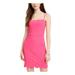 CITY STUDIO Womens Pink Spaghetti Strap Square Neck Short Body Con Evening Dress Size 11