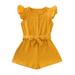 Inverlee Toddler Girls Fly Sleeve Solid Ruffles Bowknot Romper Jumpsuit Clothes