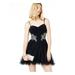 BLONDIE Womens Black Embellished Floral Sleeveless Halter Short Fit + Flare Party Dress Size 5