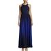 Betsy & Adam Womens Chiffon Halter Evening Dress