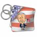 3dRose President George W. Bush With American Flag - Key Chains, 2.25 by 2.25-inch, set of 2