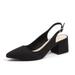 Mid Block Heel Dressy Glitter Sling Back Shoes, Black - Size 37