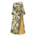 Womens Maxi Beach Dress Summer Half Sleeve Casual Boho Kaftan Tunic Gypsy Ethnic Style Floral Print Dresses S-5XL
