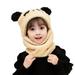Seyurigaoka Child Hat Cartoon Velvet Neckerchief Panda Ear Windproof Warm Wide Scarf