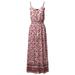 FashionOutfit Women's Casual Tie Dye Print Button Trim Waist Tassels Front and Side Slits Maxi Dress