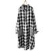 Women's Checked Dress Lapel Long Shirt Dress Long Sleeve Patchwork Midi Dress