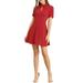 Allegra K Women's Work Office Fit and Flare Mini Turndown Collared Keyhole Dress