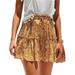 Sexy Dance S-XXL Women Floral Print Short Skirts High Waist Lace Up Flare Pleated Skirts Above Knee Yellow L(US 12-14)
