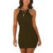 Colisha Spaghetti Straps Mini Pencil Dress for Women Summer Ribbed Knit Short Dress Sexy Party Club Bodycon Dress