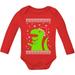 Tstars Boys Unisex Ugly Christmas Sweater Big Green Trex Santa Grow Vest Kids Christmas Gift Funny Humor Holiday Shirts Xmas Party Christmas Gifts for Boy Baby Long Sleeve Bodysuit Ugly Xmas Sweater