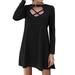 Nlife Women Cut Out Criss Cross V Neck Long Sleeve Backless Mini Dress