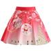 Fashion Women Casual Christmas Christmas Santa Claus Tree Print A-Line Skirt
