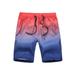 Man Summer Gradient Print Tie Dye Beach Swim Pants Trunks Shorts Holiday Beach Swimming Trunks Shorts Casual Surf Beach Shorts Athletic Gym Sports Training Swimwear Short Pants Elastic Waist