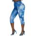 SpringTTC Plus Size Women's High Waist Leggings Imitation Denim Star Print Fitness Sports Casual Capris Pants