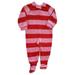 Joe Boxer Baby Toddler Girl Pink Red Stripe Fleece Pajamas Sleep PJ Bodysuit