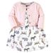 Hudson Baby Baby Girl Cotton Dress and Cardigan Set, Modern Pink Safari, 3 Toddler